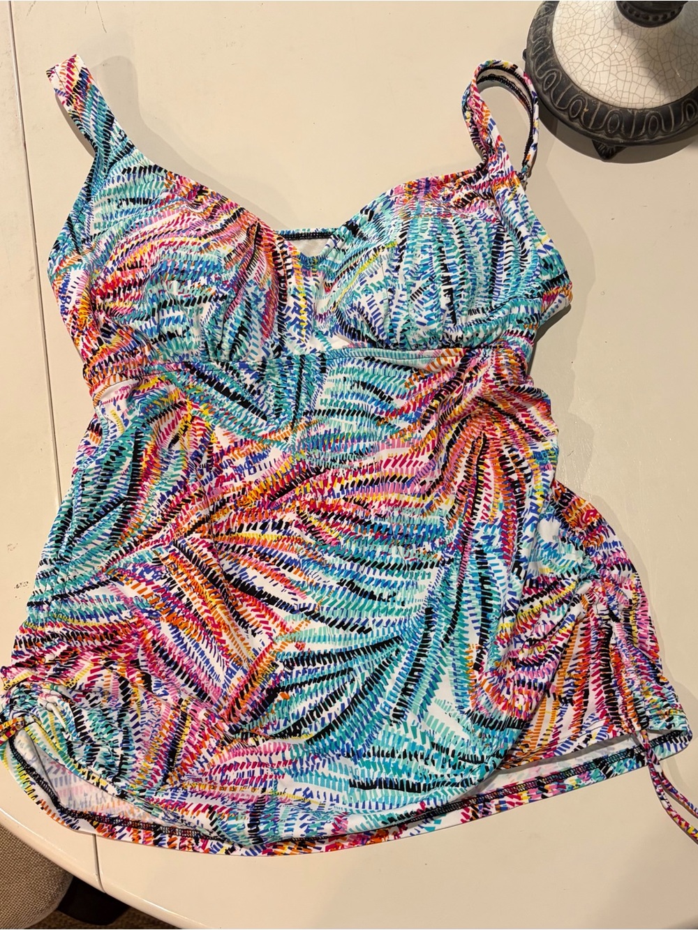 Source Unknown Turquoise Pink Orange Blue Multicolor Swim Camisole